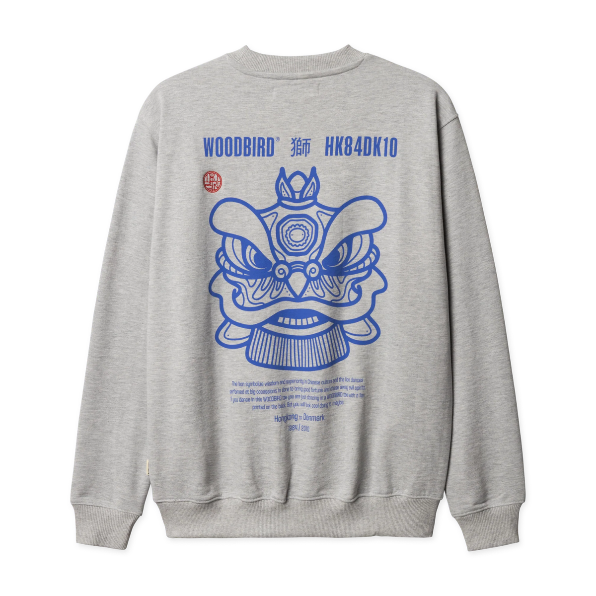 Woodbird Cane Lion Crew Light Grey Melange
