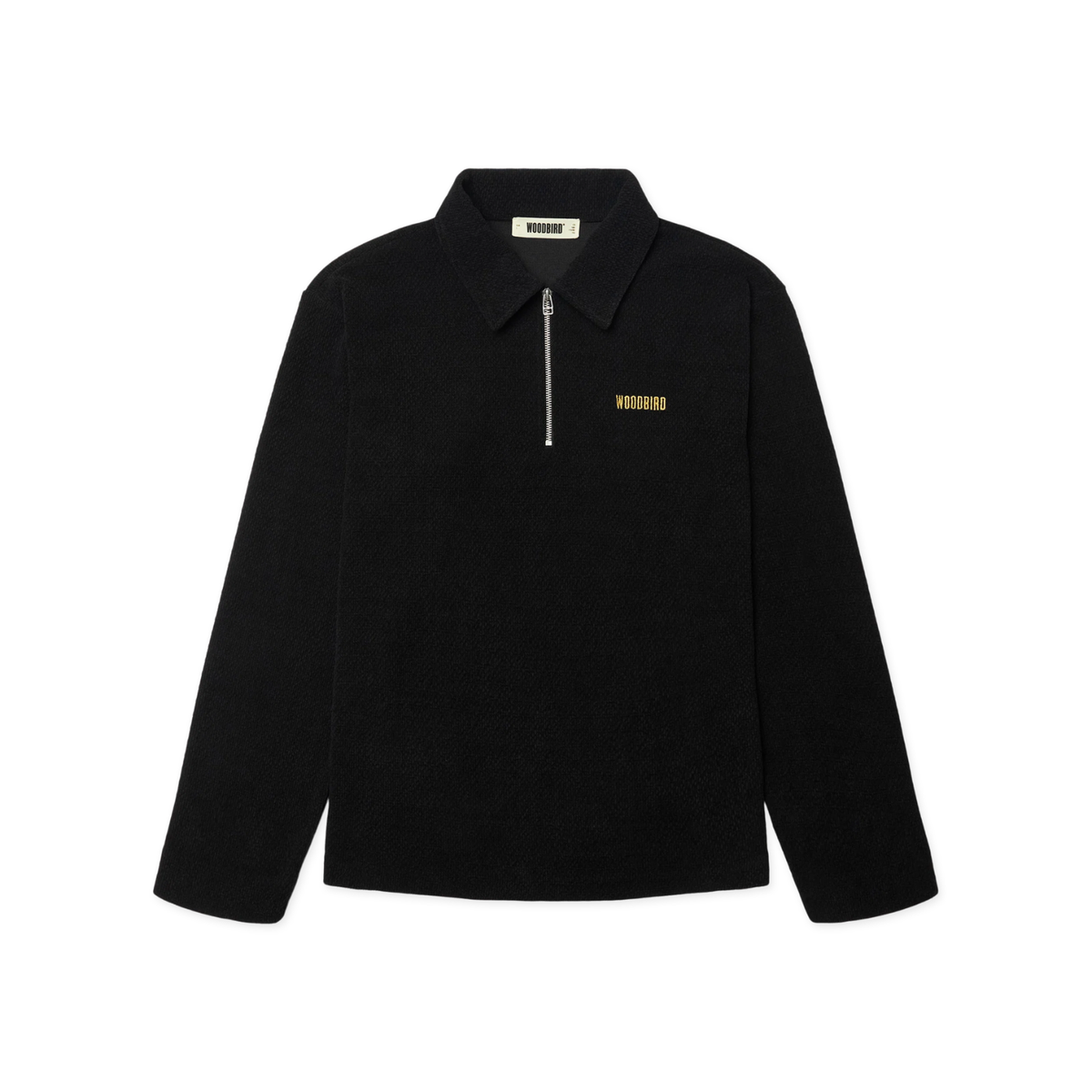 Woodbird Hiro LS Jiu Zip Polo Black 