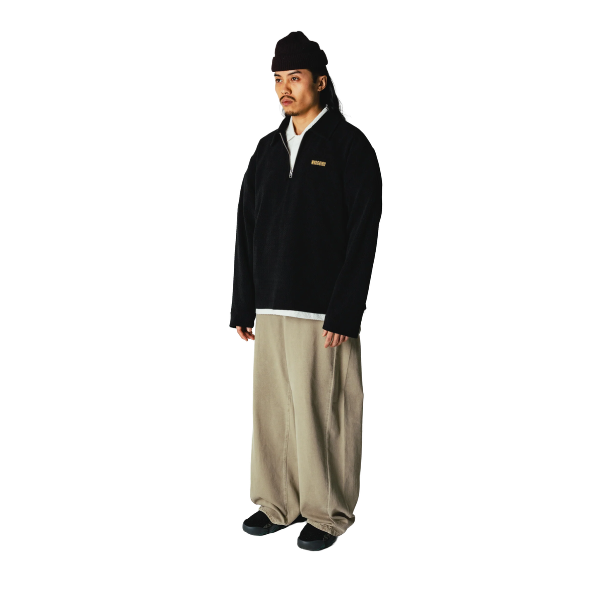 Woodbird Hiro LS Jiu Zip Polo Black 