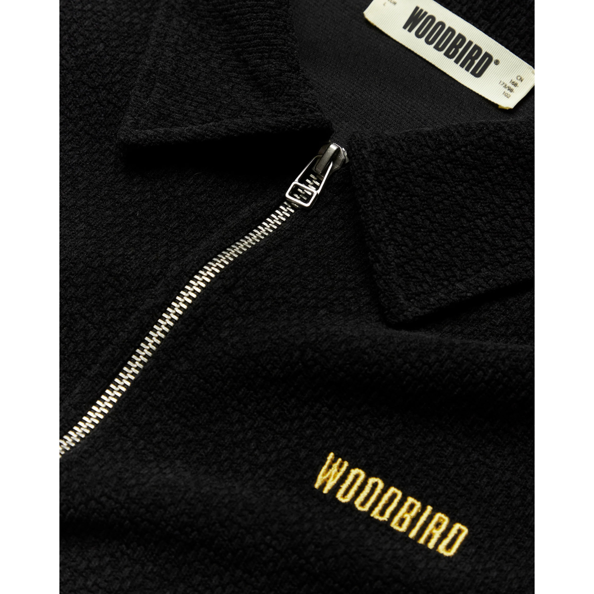 Woodbird Hiro LS Jiu Zip Polo Black 