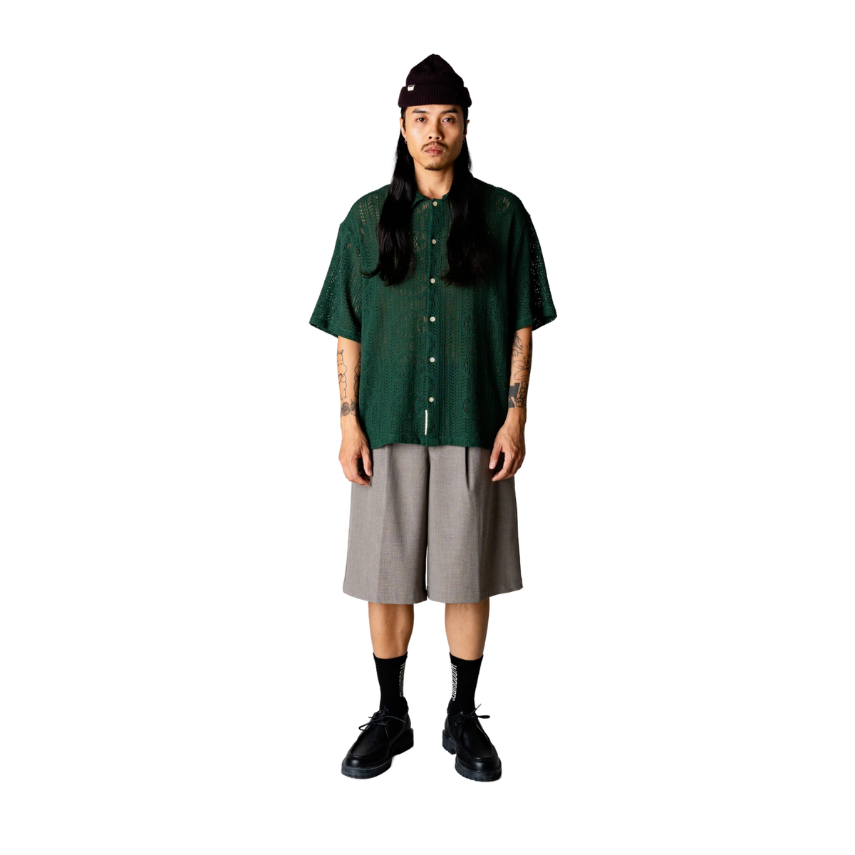 Woodbird Wang Knit Shirt Pine Green