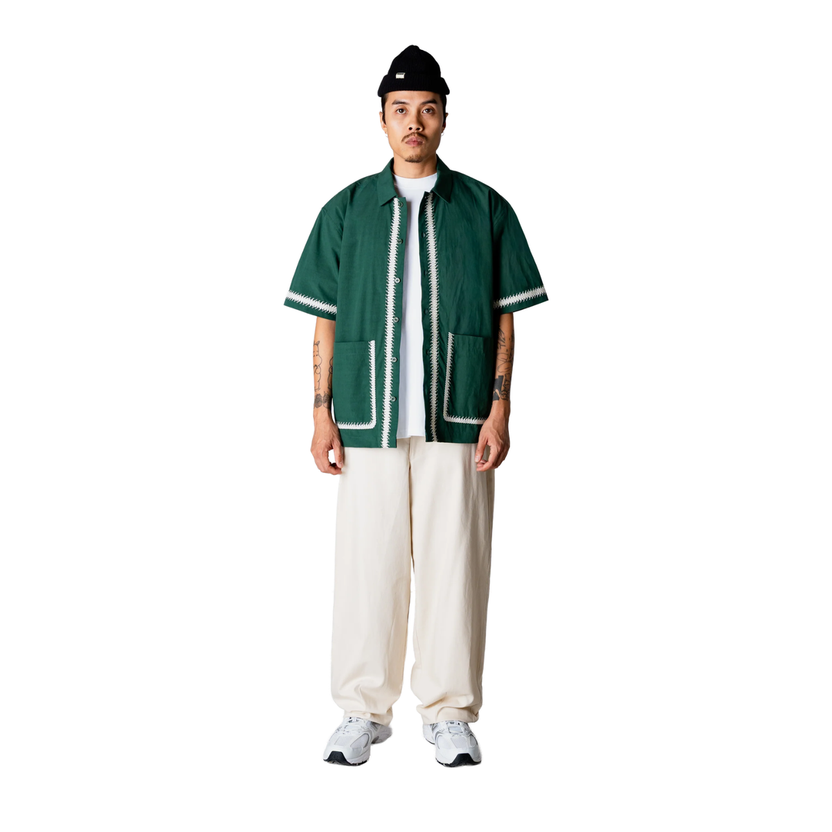 Woodbird Wang Line Shirt Pine Green 