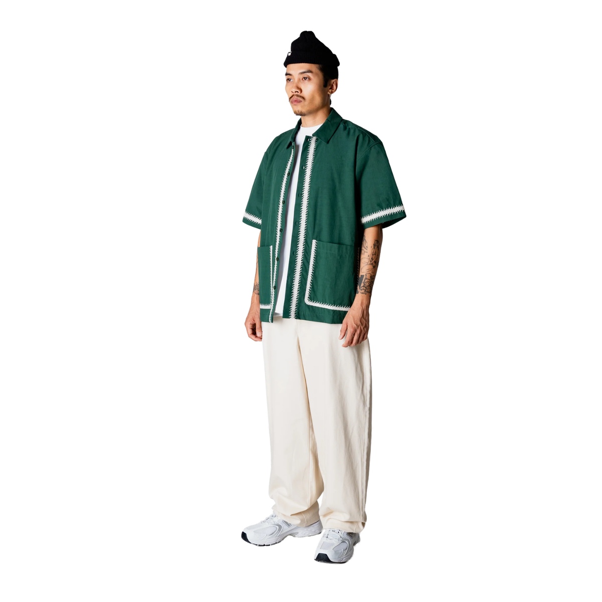 Woodbird Wang Line Shirt Pine Green 