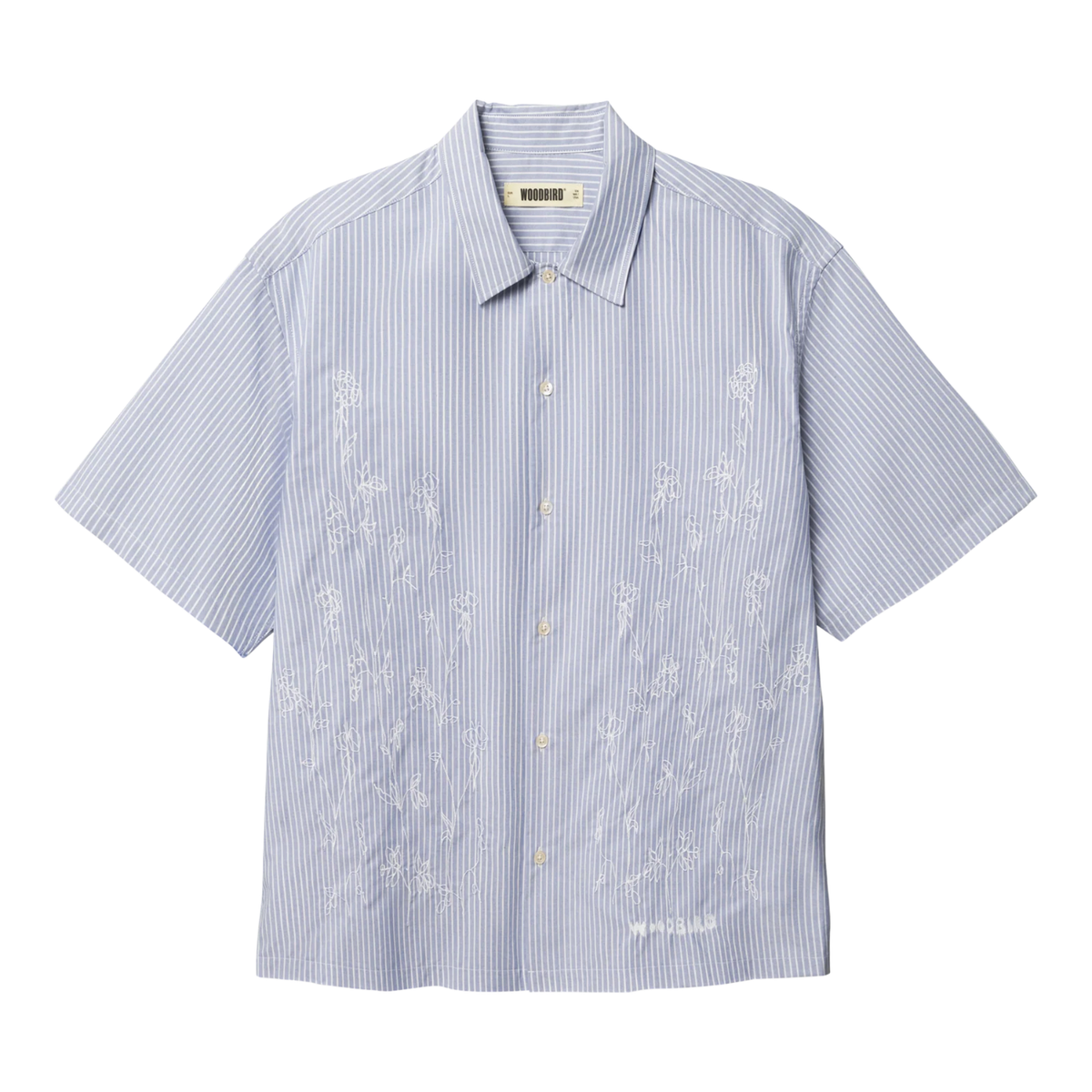 Woodbird Wang OX Flower Shirt Light Blue