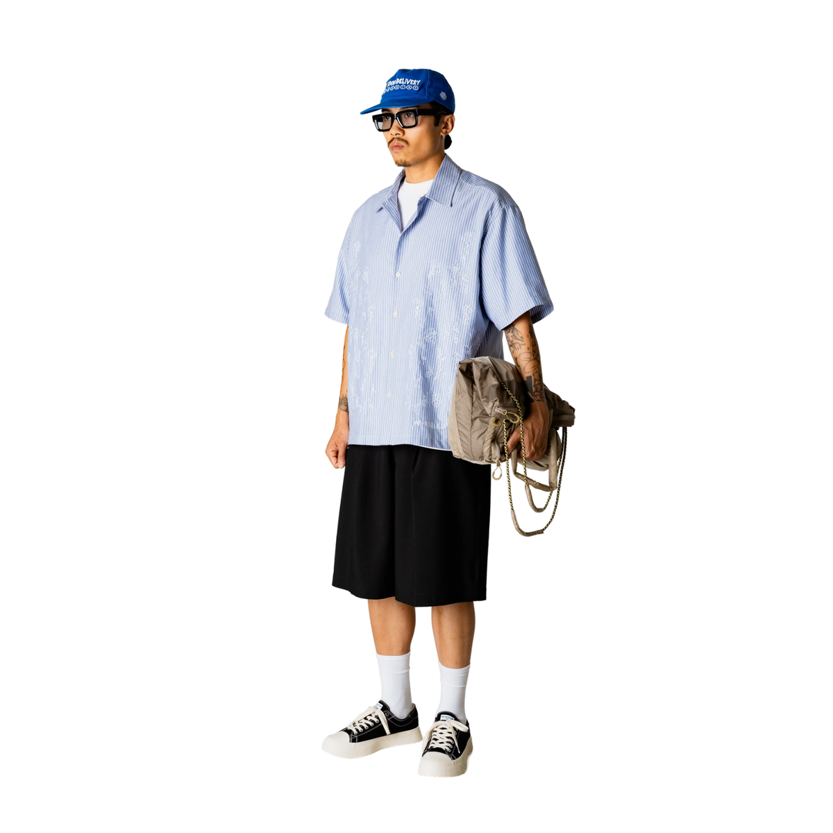 Woodbird Wang OX Flower Shirt Light Blue