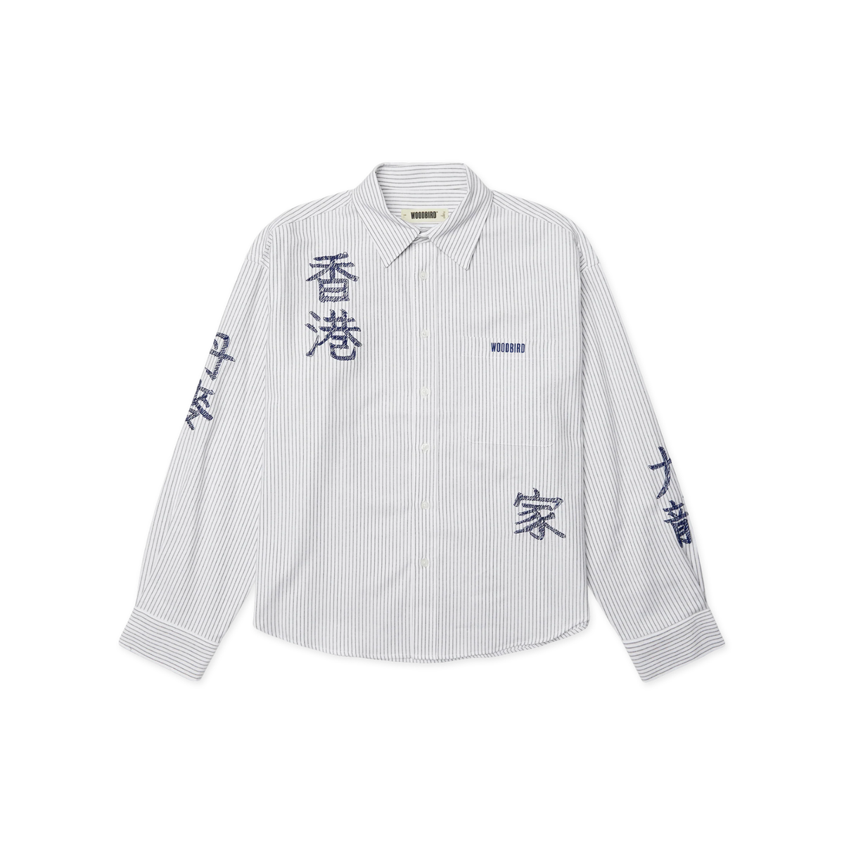 Woodbird Xing OX Writing Shirt White-Navy