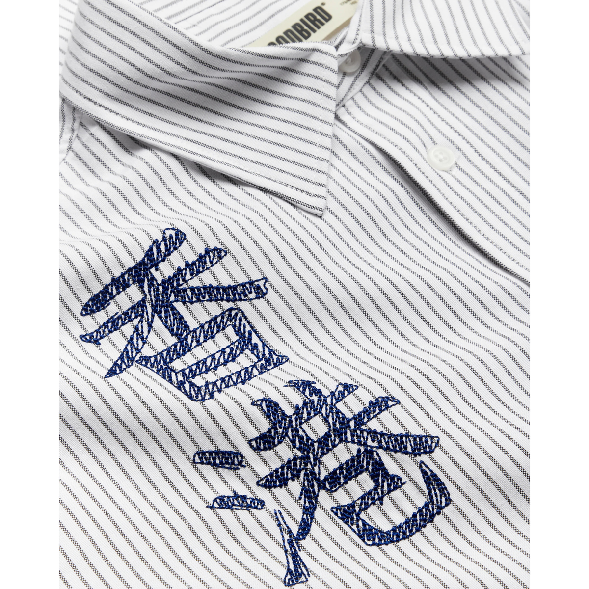 Woodbird Xing OX Writing Shirt White-Navy