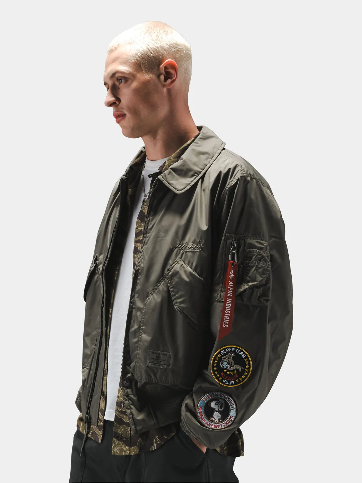 Alpha Industries CWU 36/P Relaxed Patched Flight Jacket Field Gray