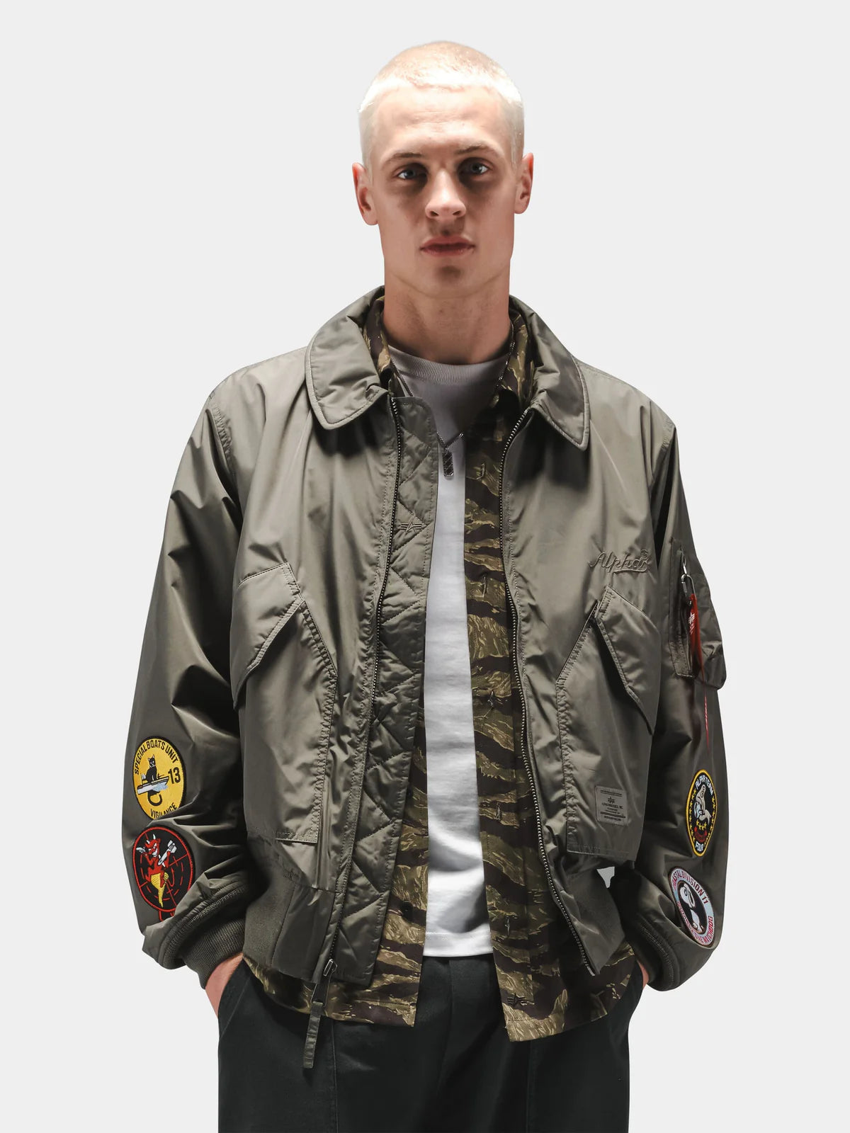 Alpha Industries CWU 36/P Relaxed Patched Flight Jacket Field Gray