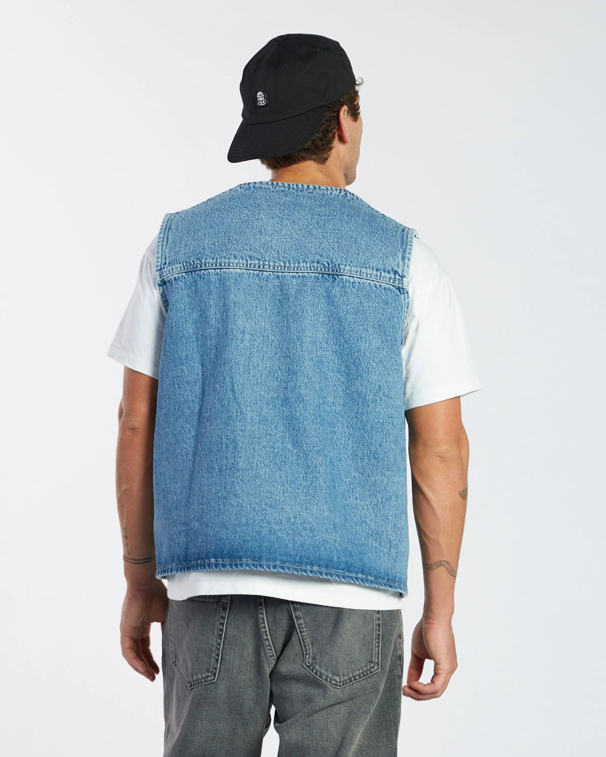Dr.Denim Denver Work Vest Stream Sky Retro Contrast