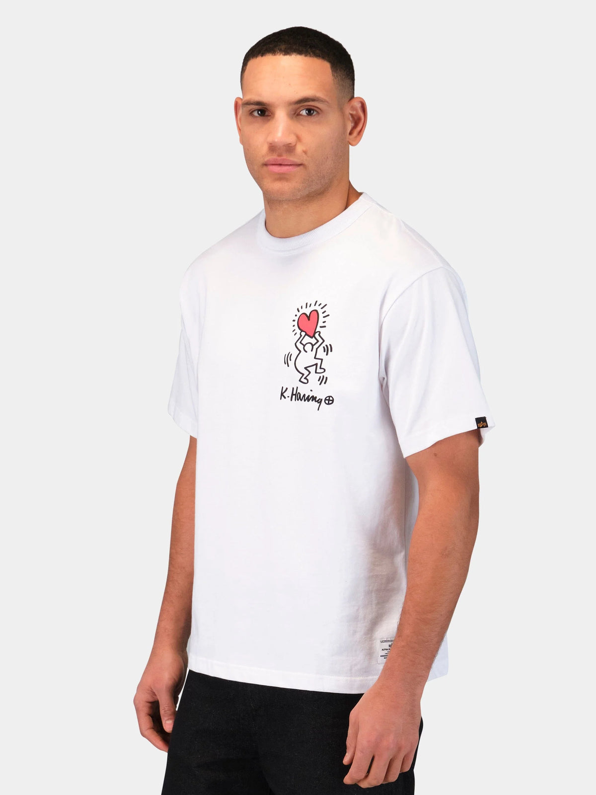 Keith Haring X Alpha Graphic Tee "Heart Man" White