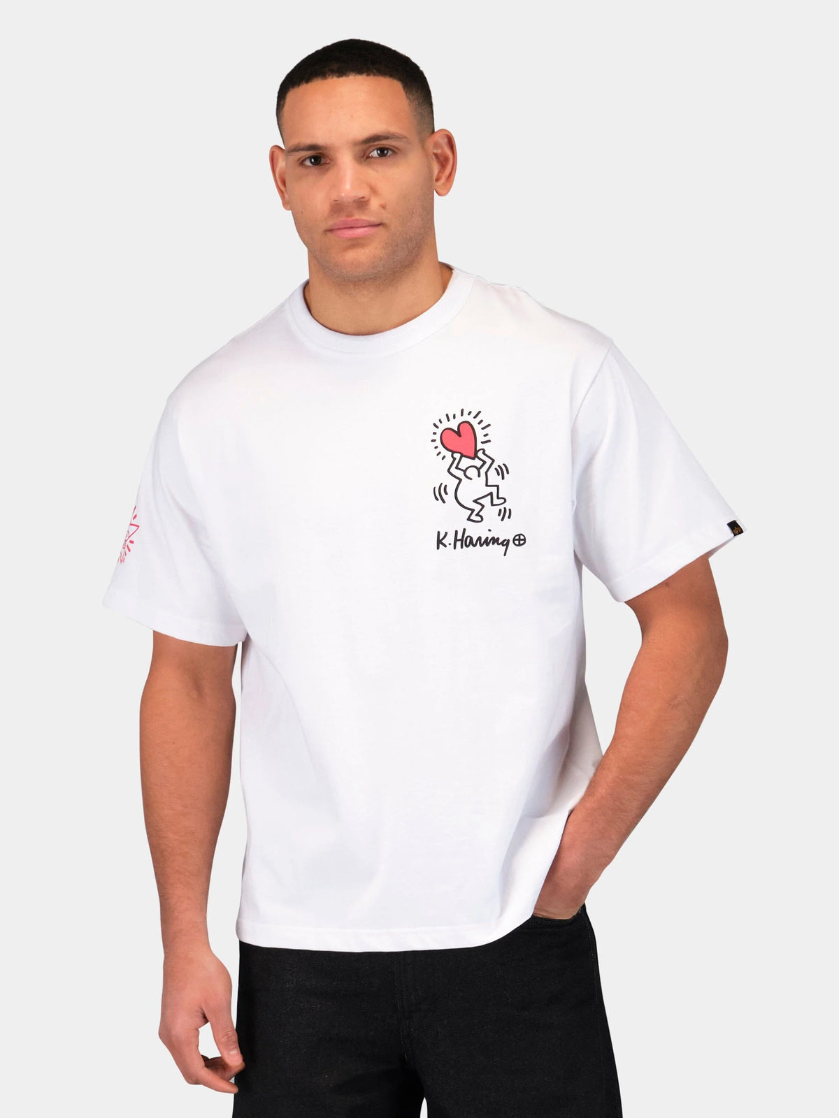 Keith Haring X Alpha Graphic Tee "Heart Man" White