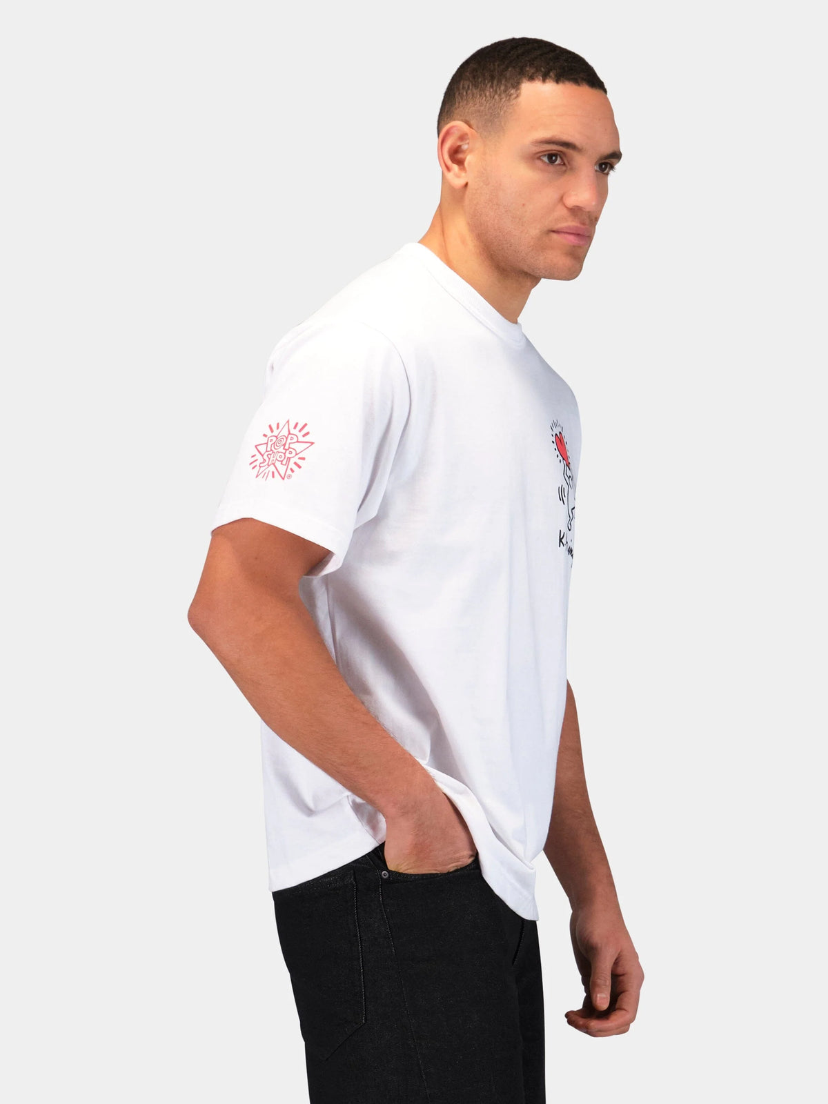 Keith Haring X Alpha Graphic Tee "Heart Man" White