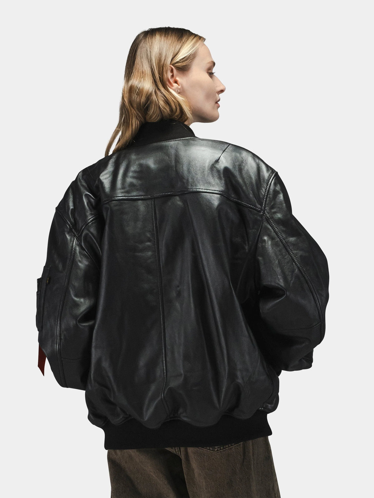 Alpha Industries Leather MA-1 Flight Jacket Black