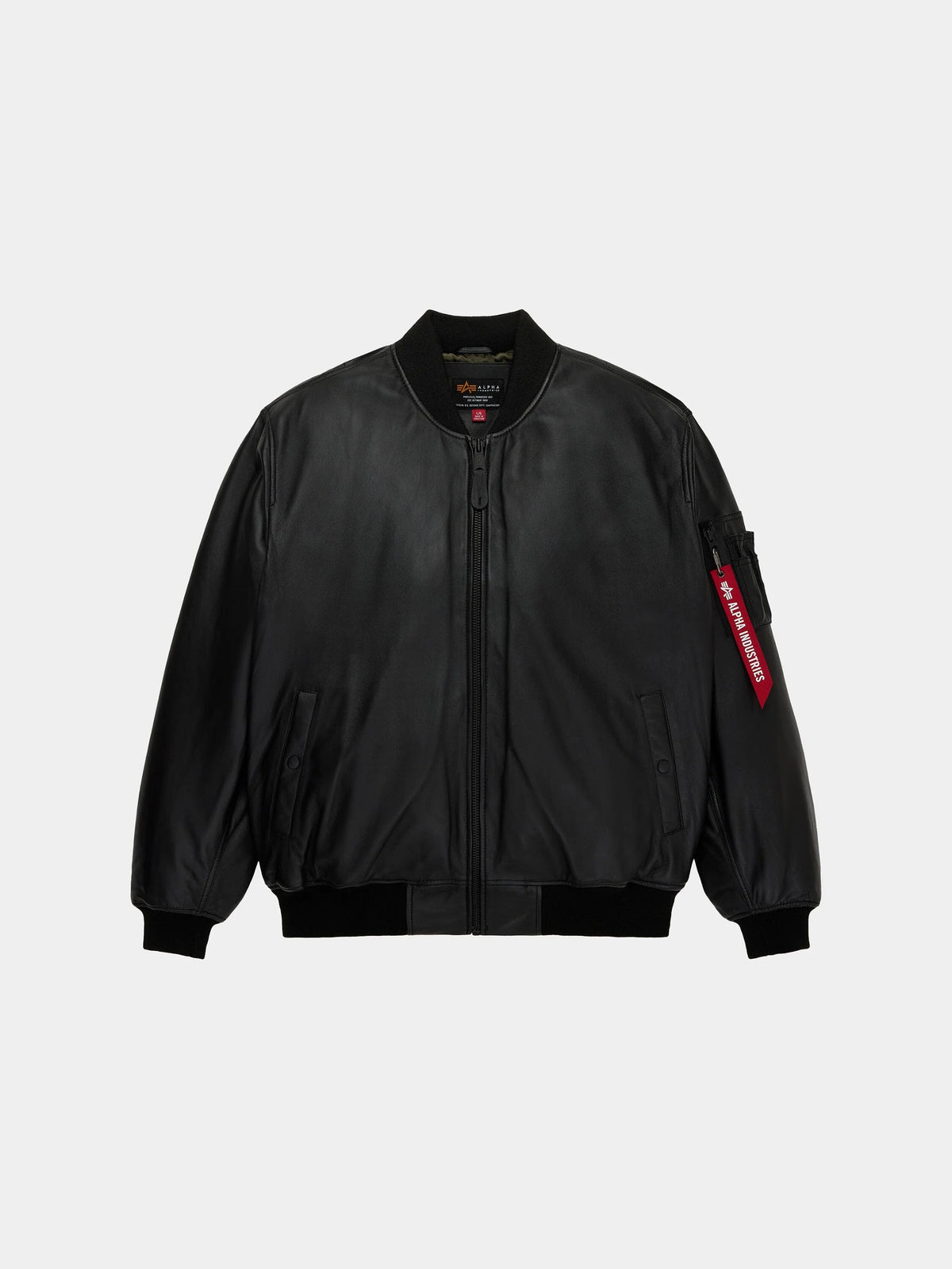Alpha Industries Leather MA-1 Flight Jacket Black