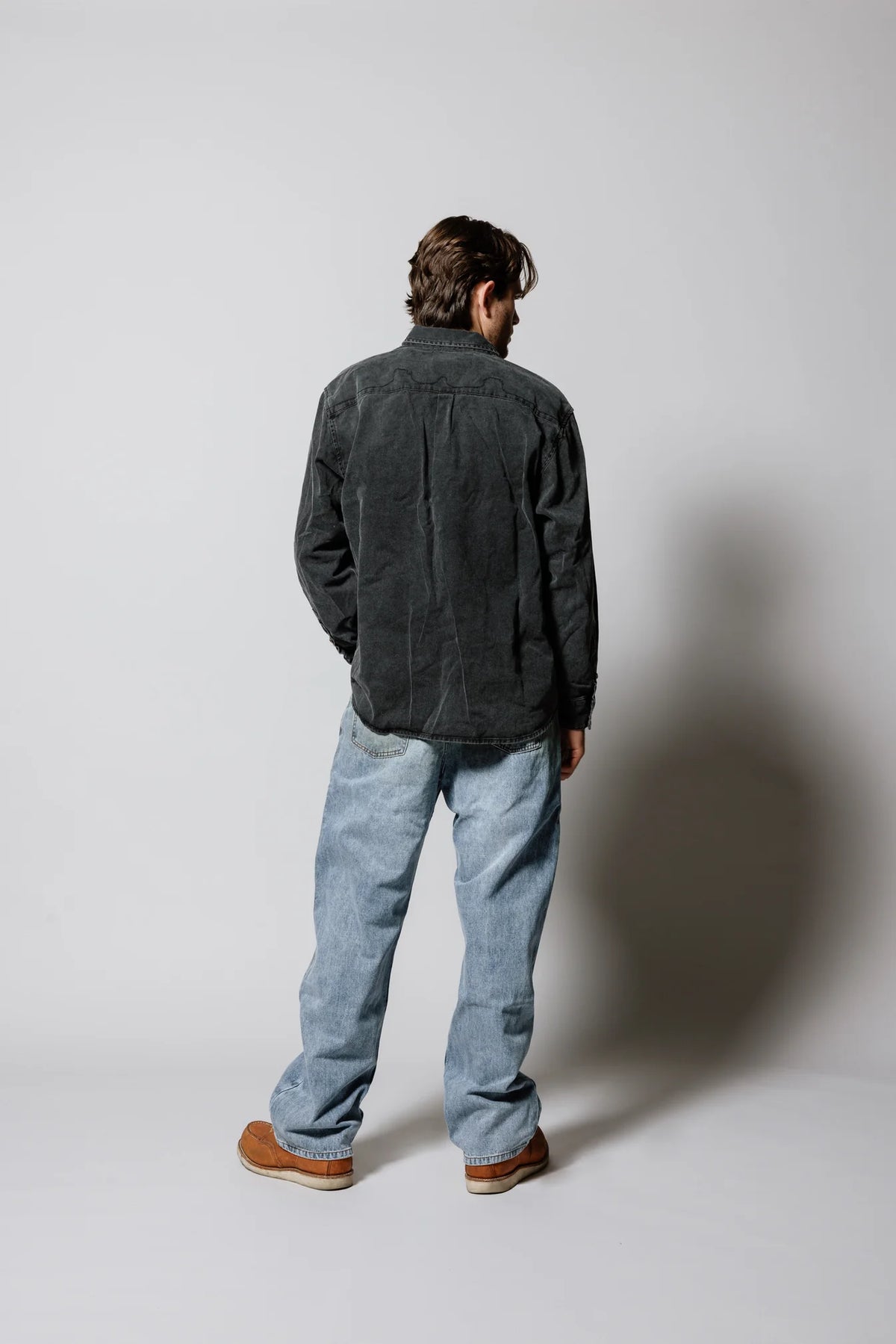One of These Days Washed Black Denim Button Down Shirt