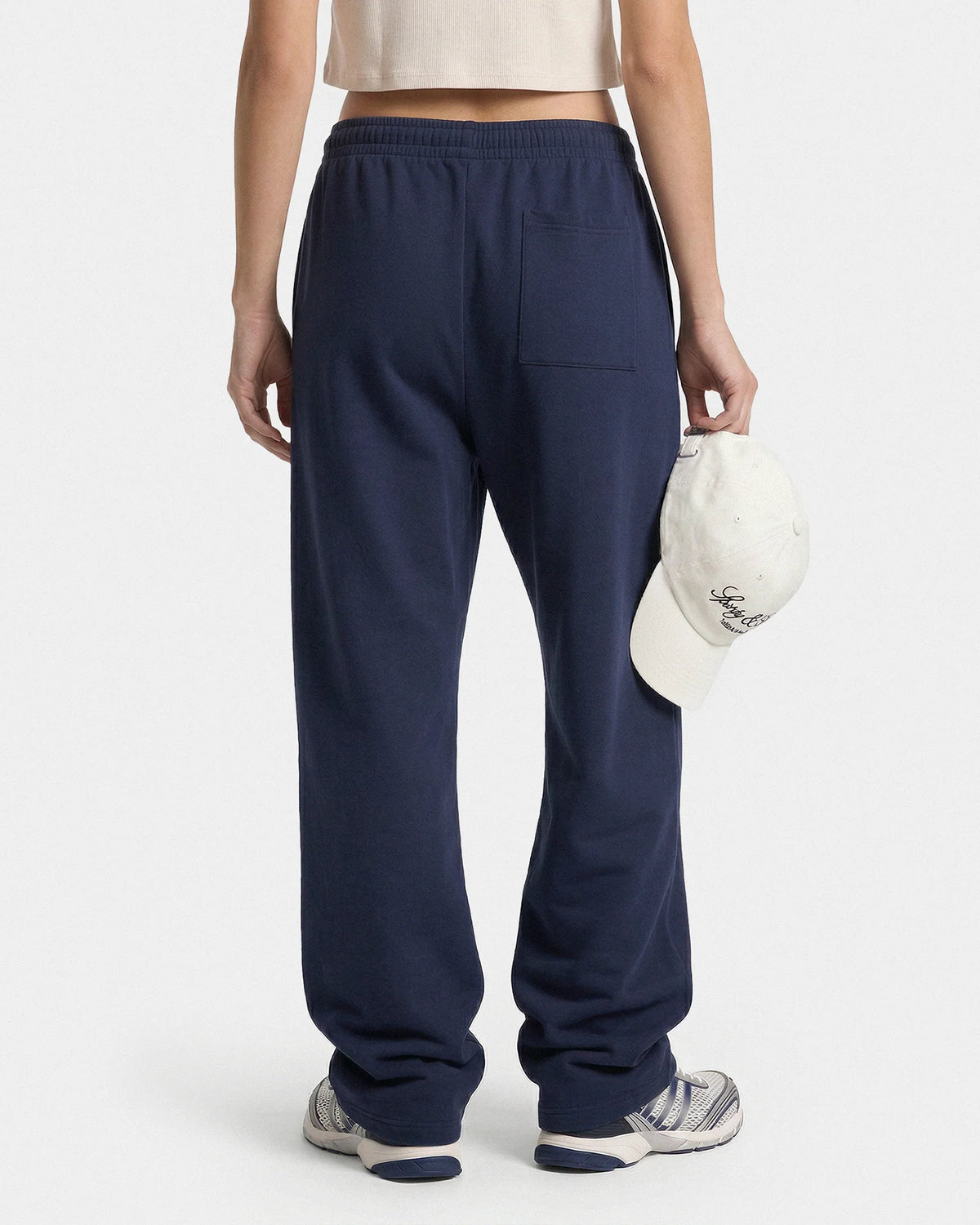 Sporty & Rich W Vendome LA Embroidered Wide Sweatpant Dark Navy White