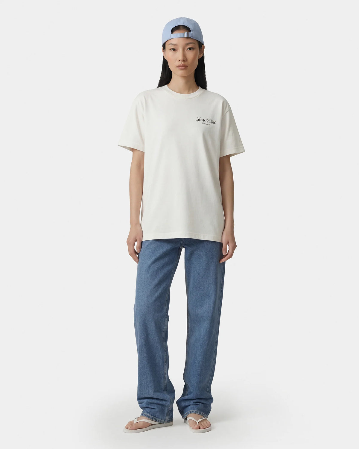 Sporty & Rich W Vendome LA T-Shirt Ecru/Navy