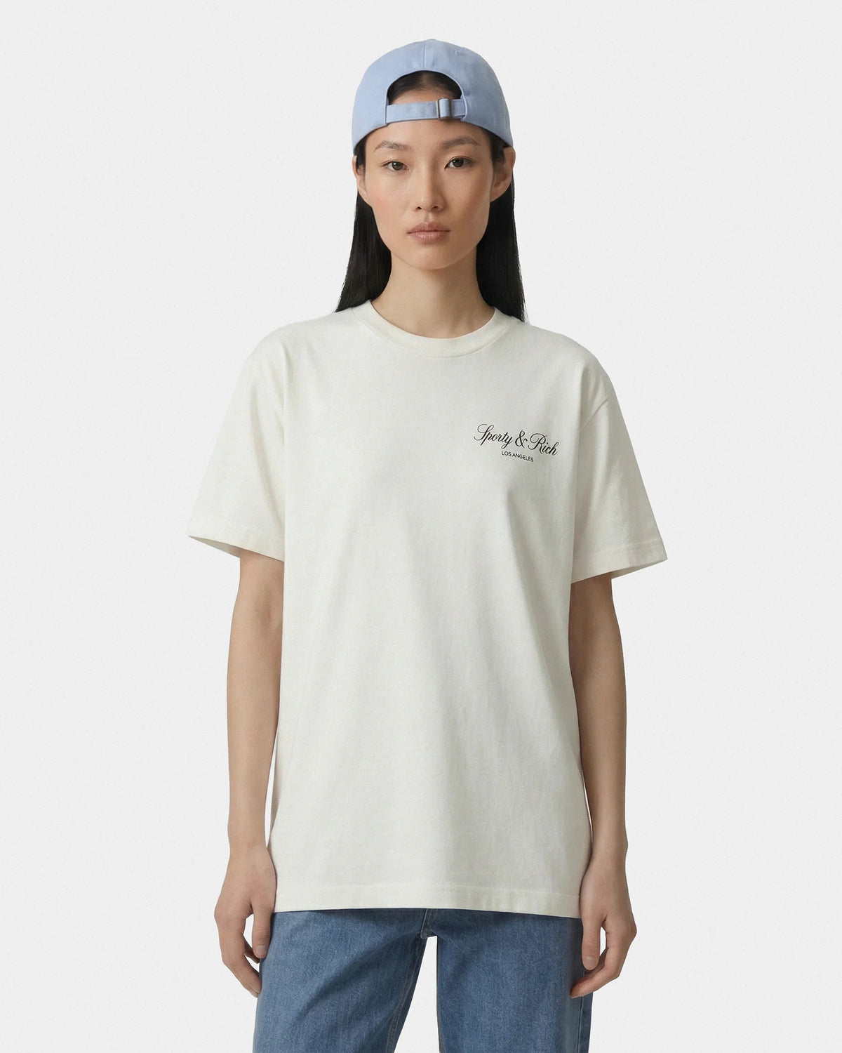 Sporty & Rich W Vendome LA T-Shirt Ecru/Navy