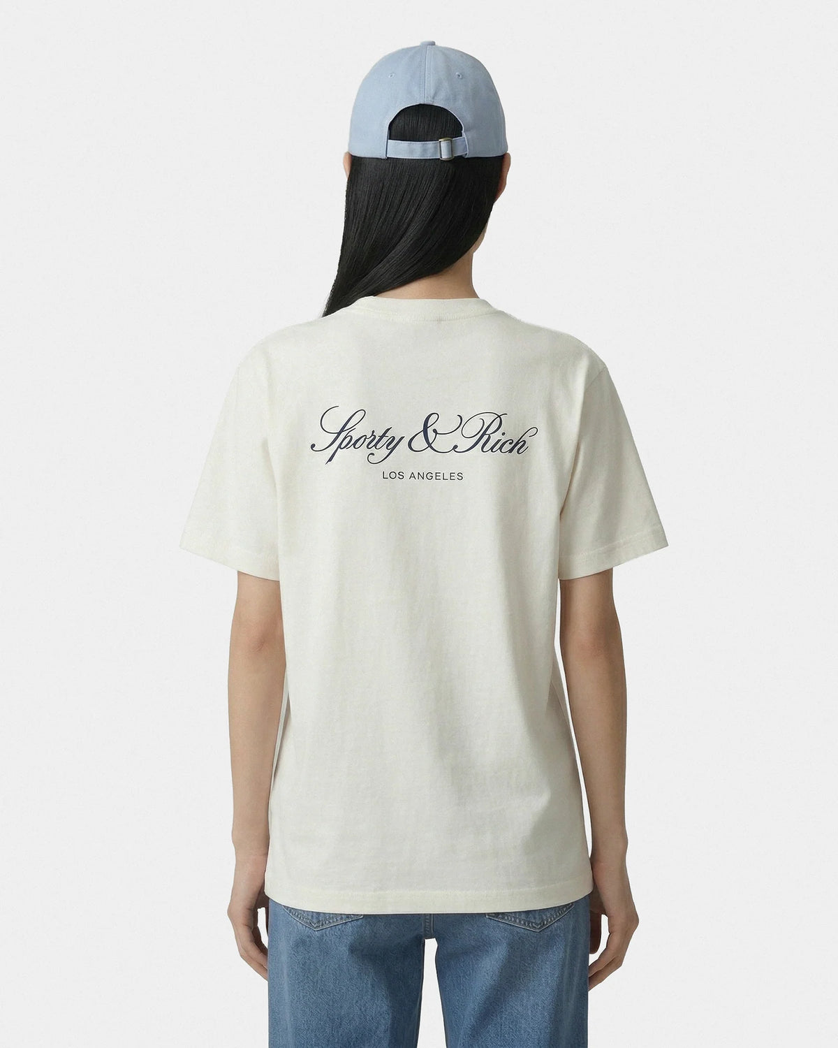 Sporty & Rich W Vendome LA T-Shirt Ecru/Navy