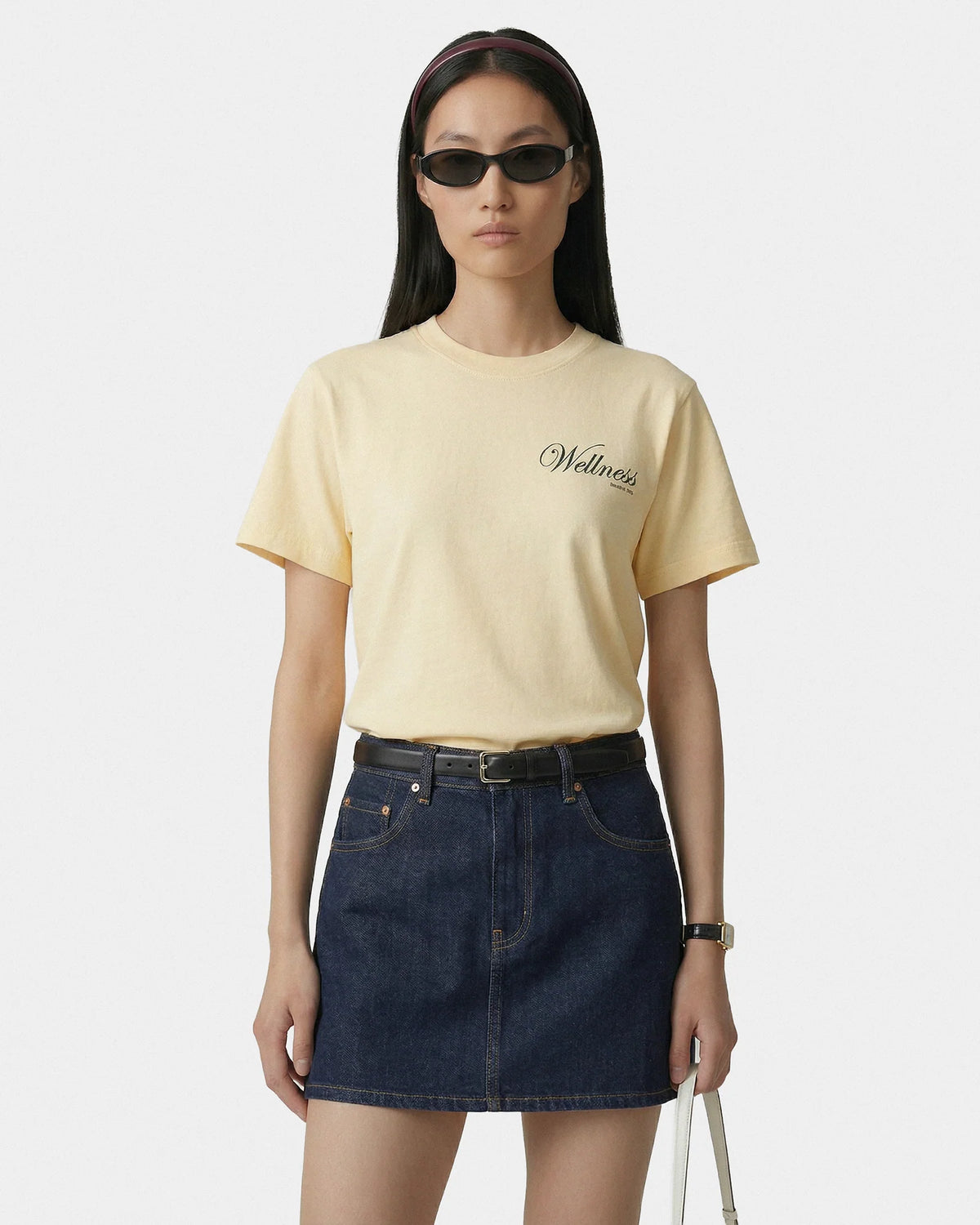 Sporty & Rich W Avenue T-Shirt Almond/Navy