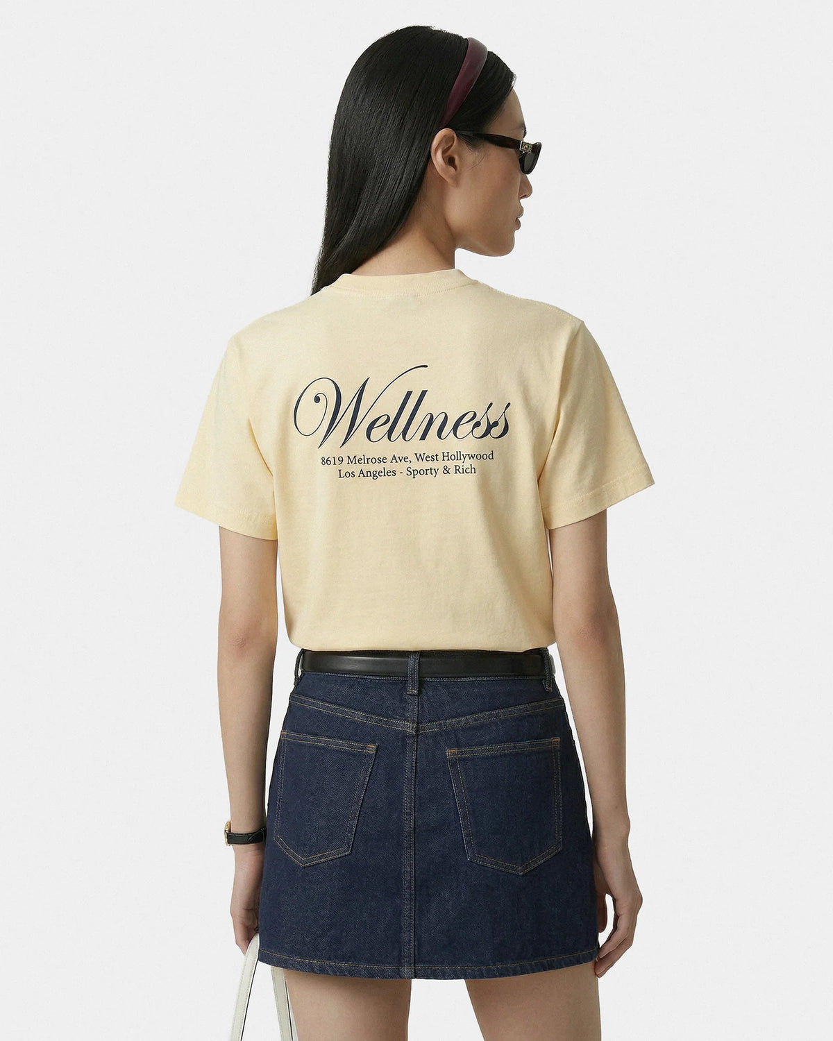 Sporty & Rich W Avenue T-Shirt Almond/Navy