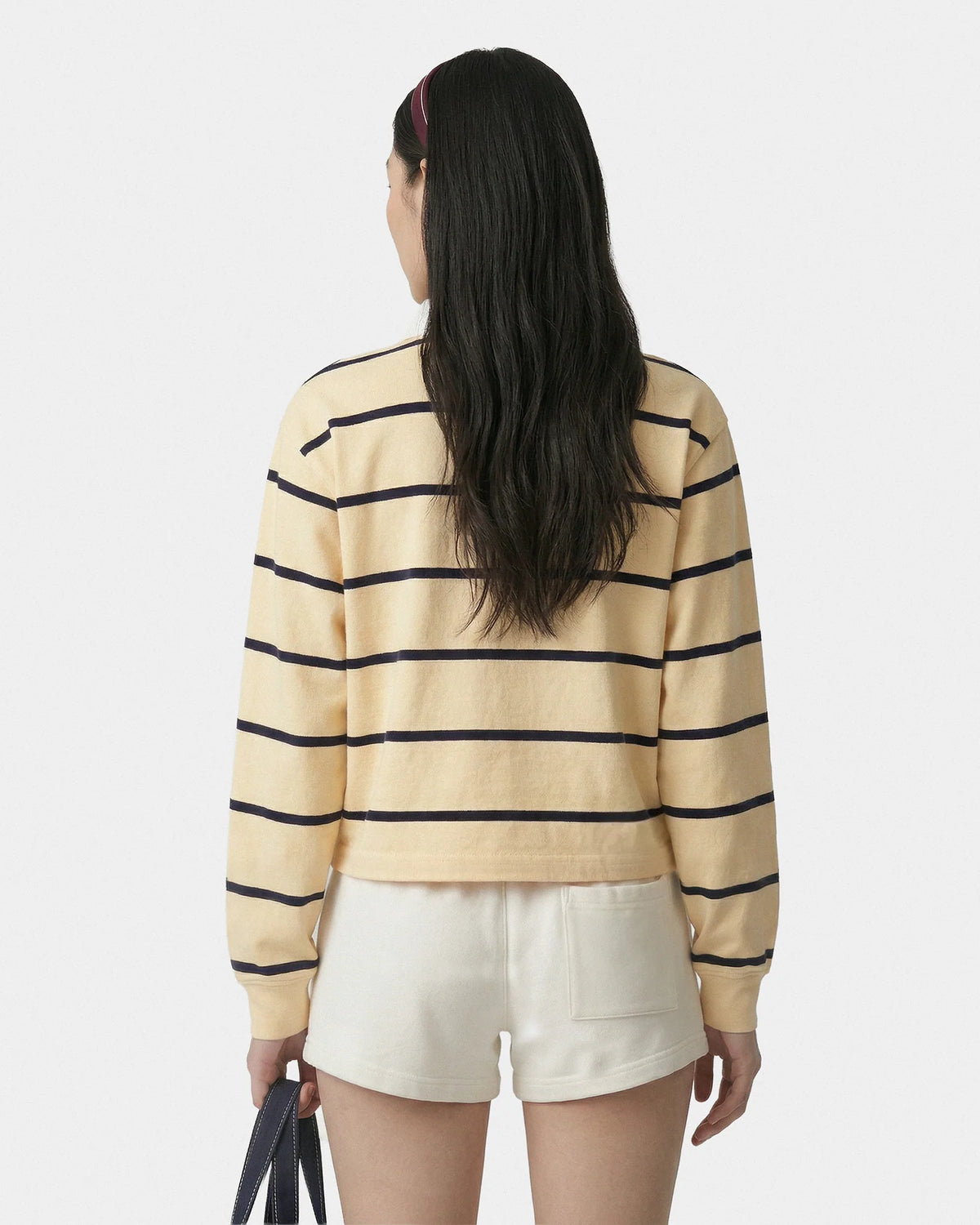 Sporty & Rich W Serif Logo Rugby Polo Almond/Navy