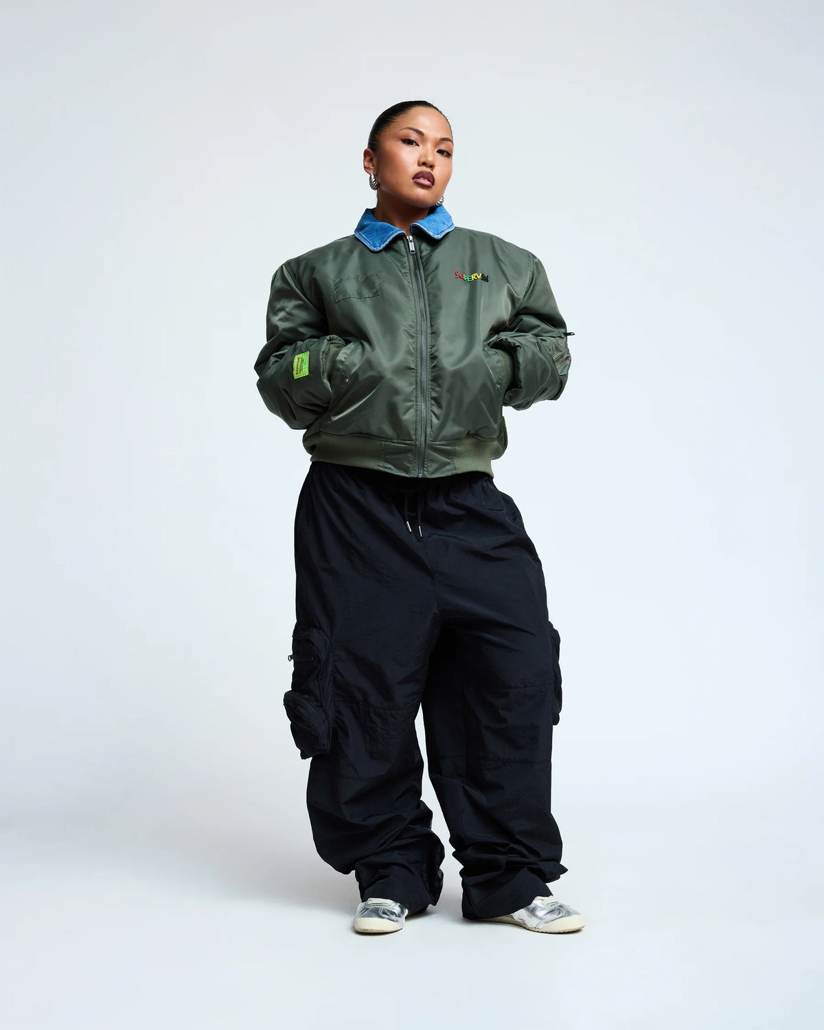 SUPERVSN Contrast Flight Jacket Olive