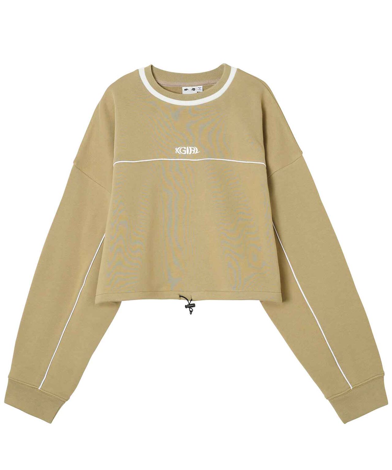 W CONTRAST LINE CROPPED SWEATER - BEIGE I X-GIRL - Momentum Clothing