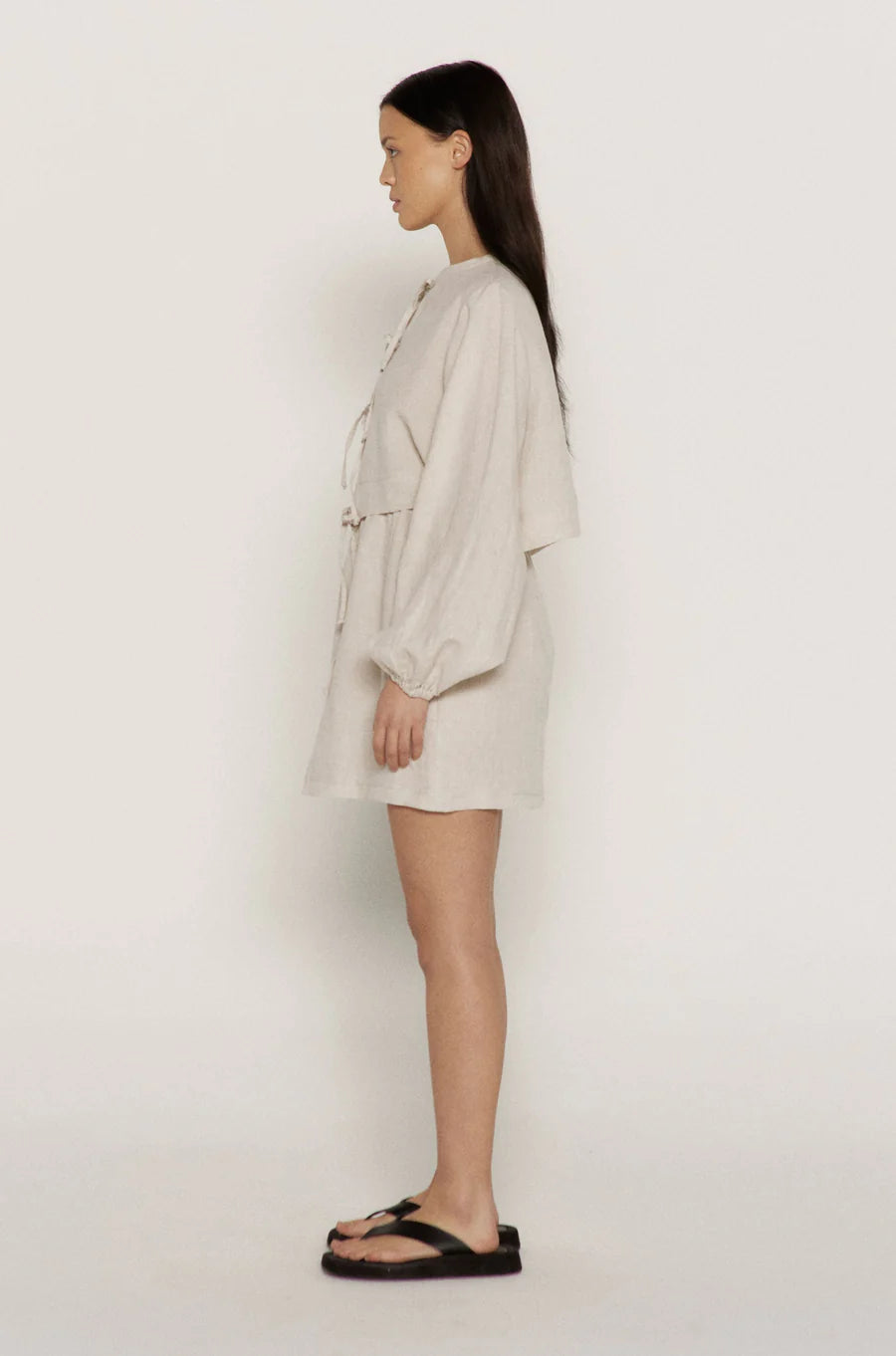 Hamilton linen balloon top sleeve mini dress