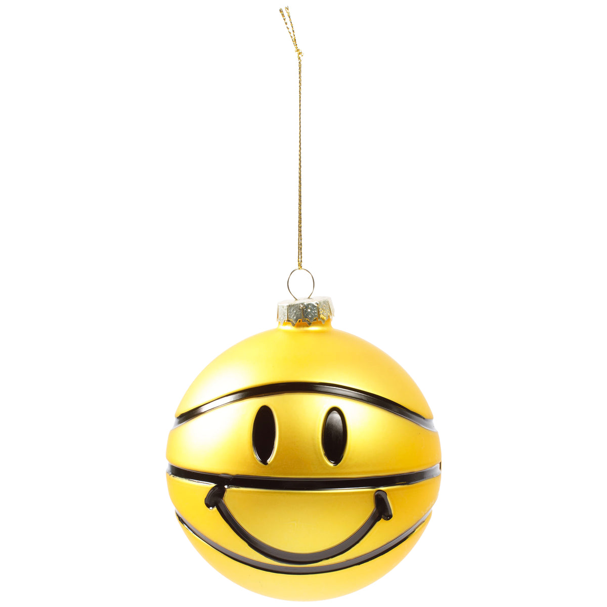 SMILEY BASKETBALL ORNAMENT - YELLOW