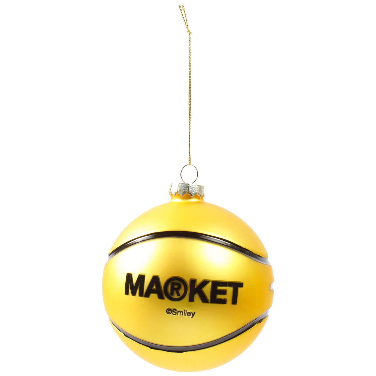 SMILEY BASKETBALL ORNAMENT - YELLOW