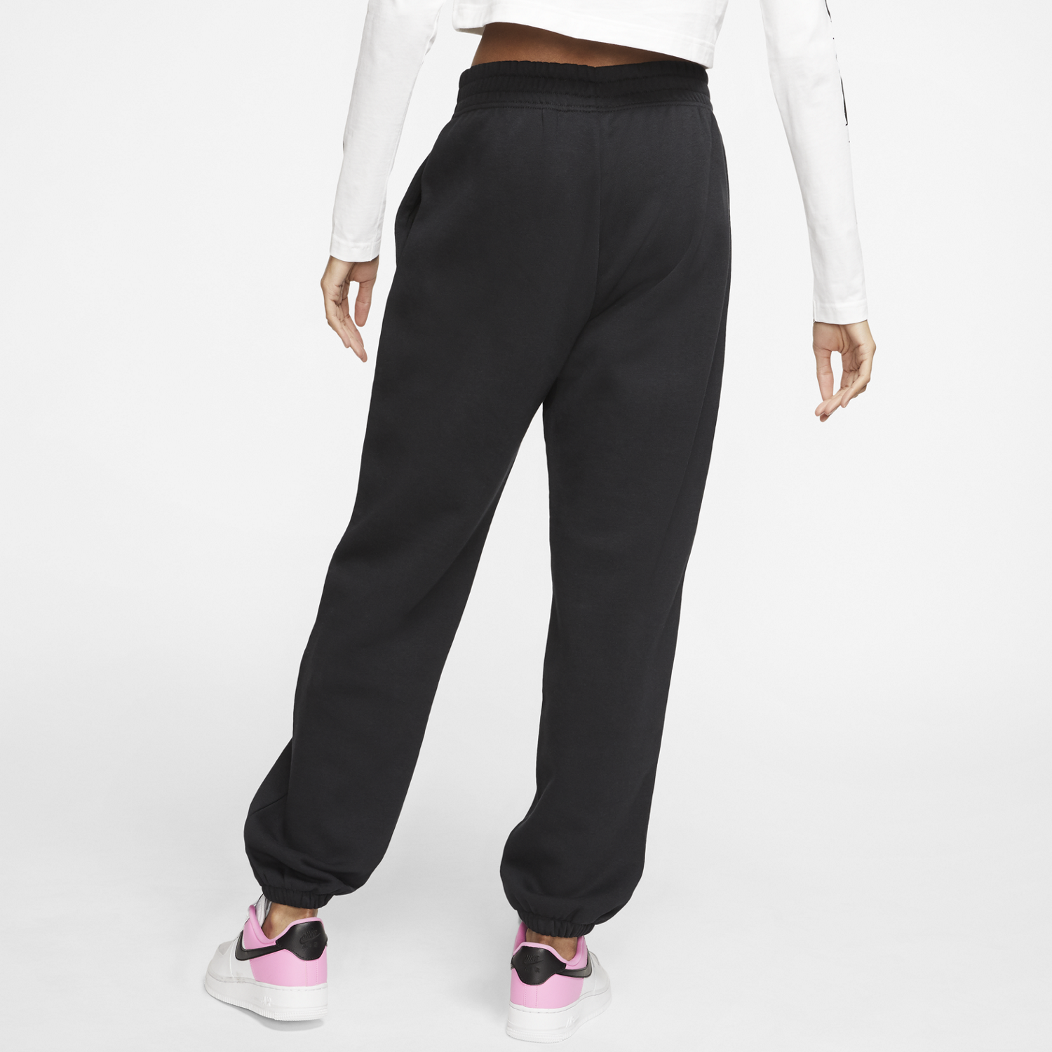Nike Women's NSW Open Hem Fleece Pant Varsity, Charcoal  Heather/Anthracite/White, Large