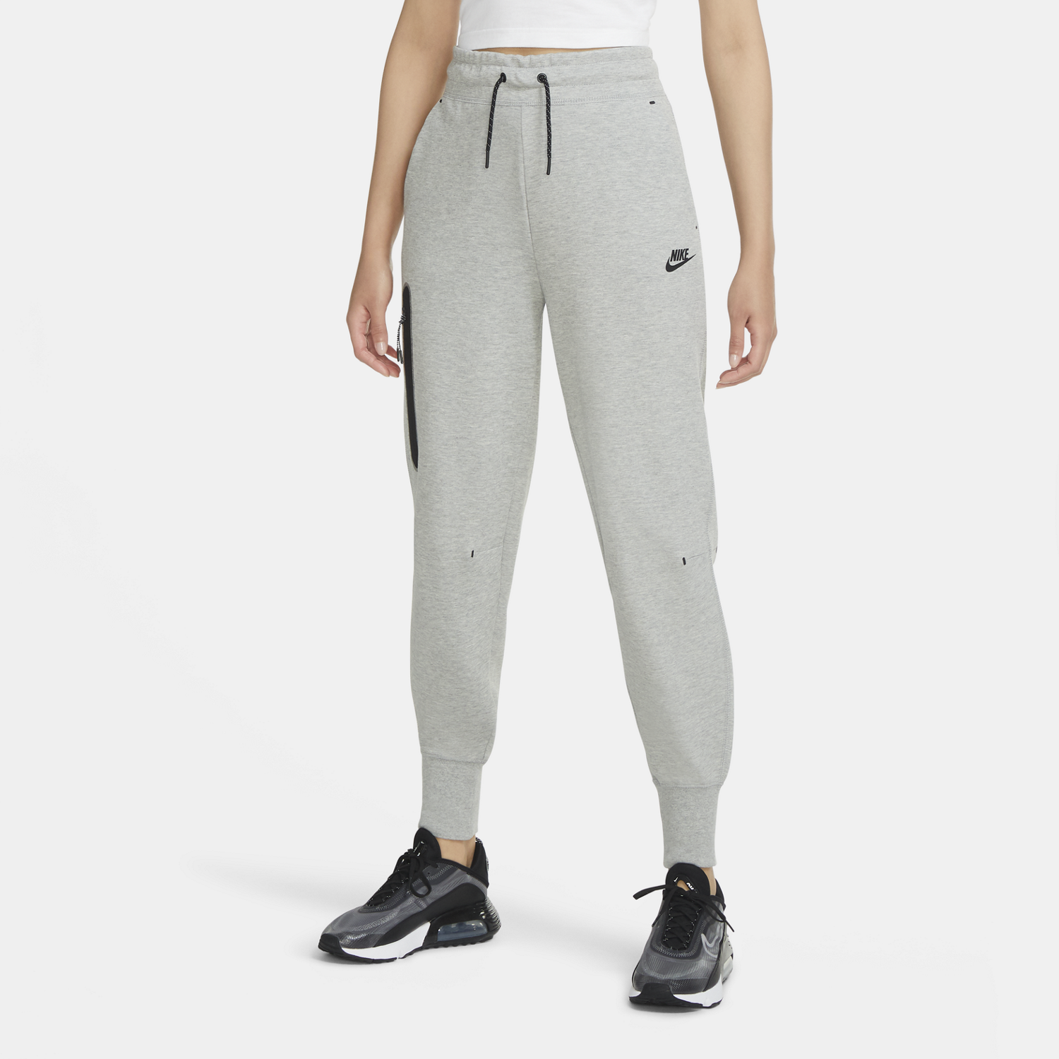 Nike Women's Tech Fleece Capri Culottes Shorts Heather Gray and Black XL