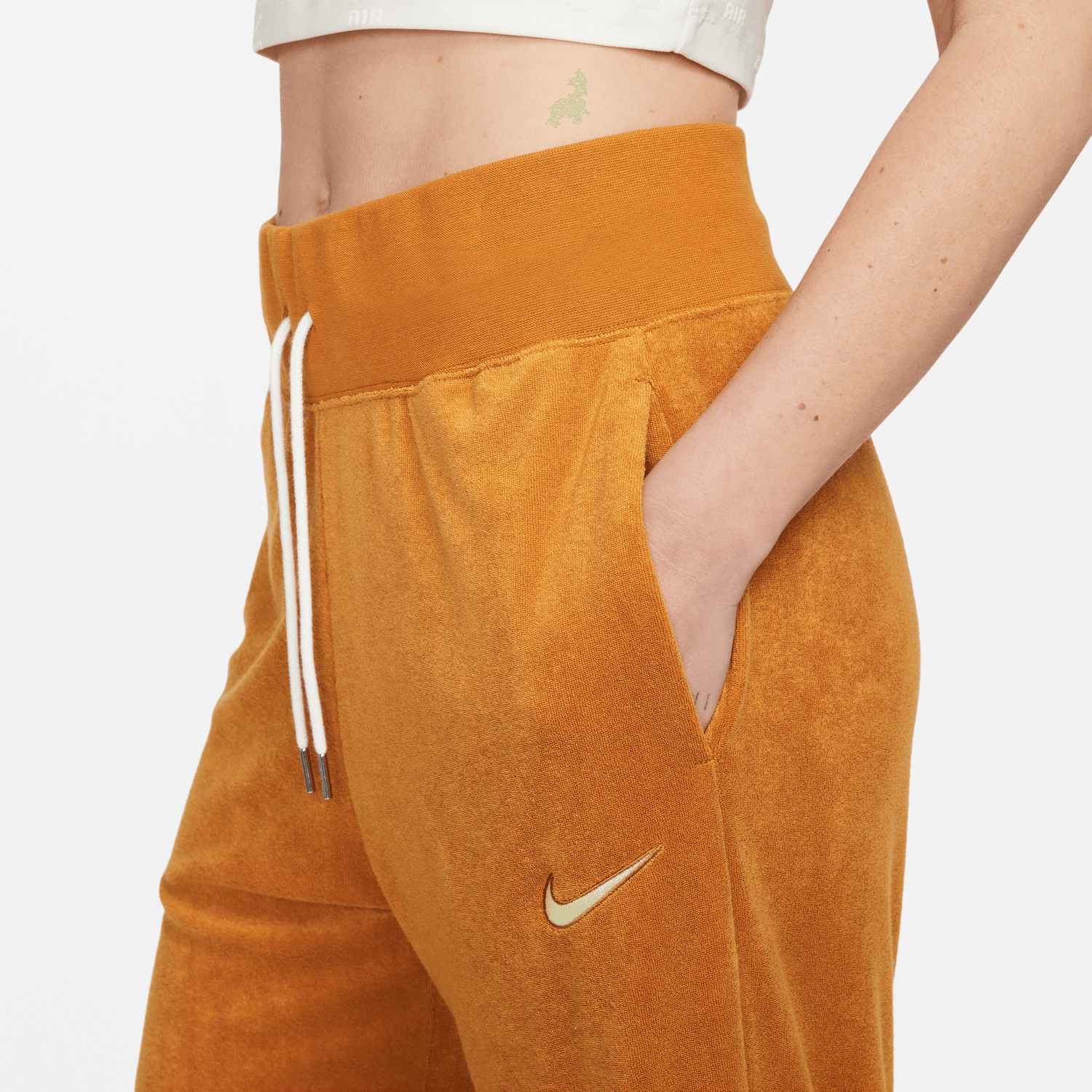 Nike Sportswear Rib Flare Pants in Desert Ochre/white