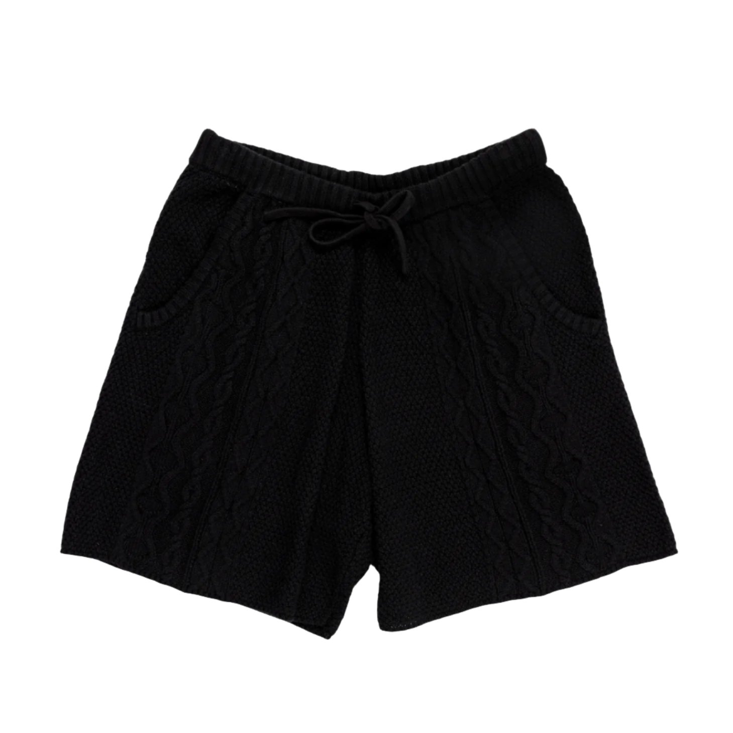 Black knit shorts sales