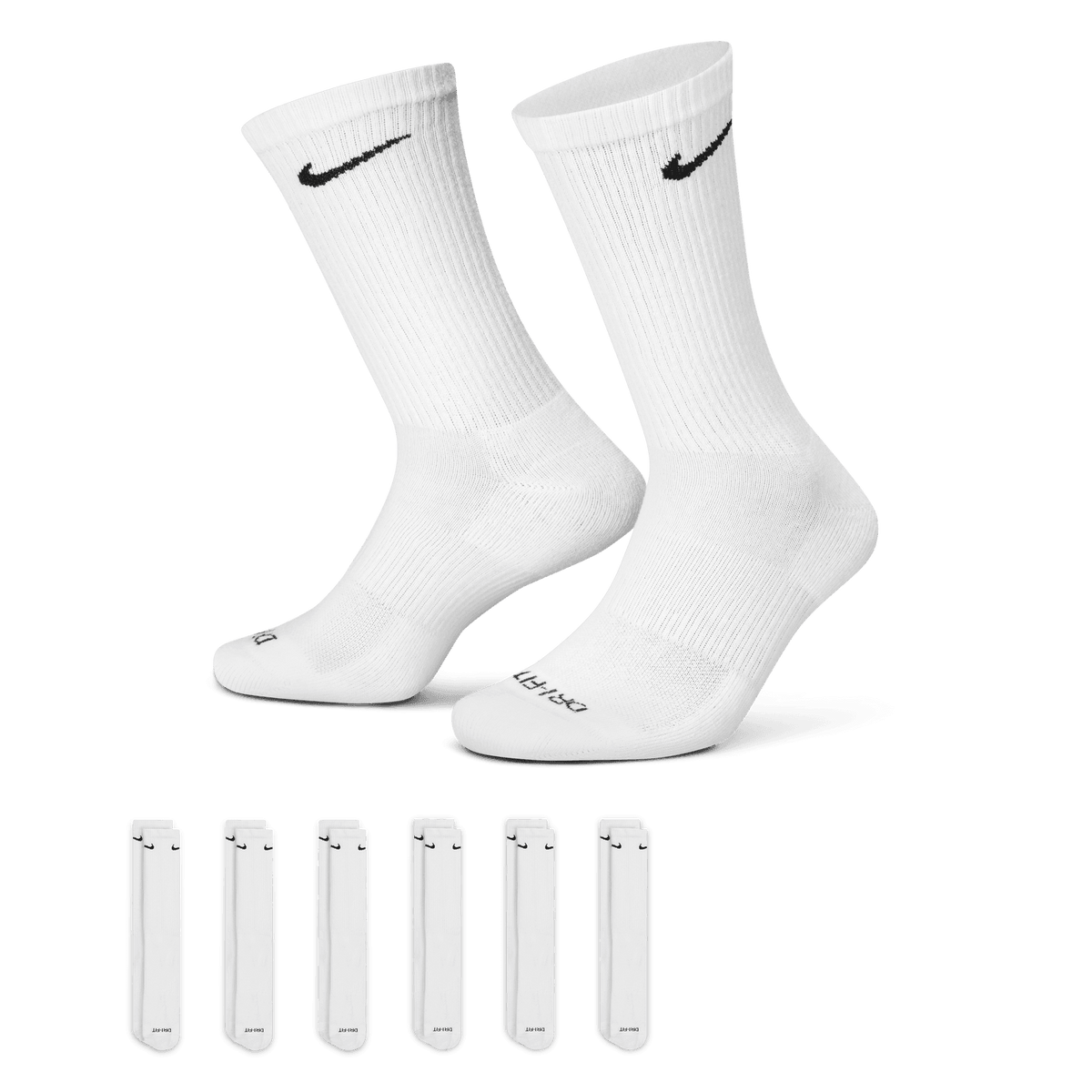 Nike Everyday Plus Cushioned Crew Socks 6 Pairs White