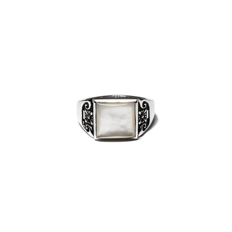 COLLEGIATE RING - SILVER/MOTHER OF PEARL