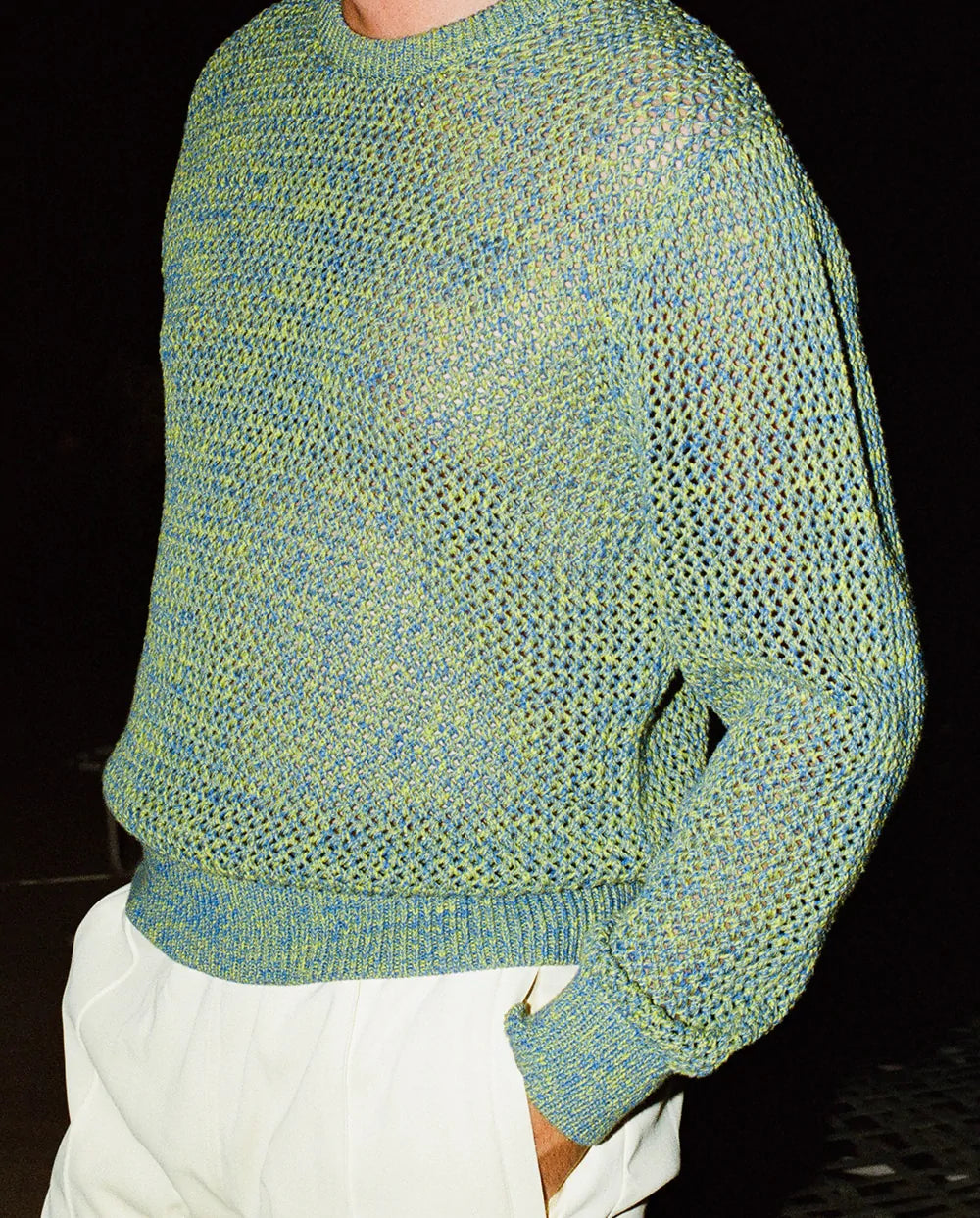 2 TONE LOOSE GAUGE SWEATER - GREEN I STUSSY - Momentum Clothing